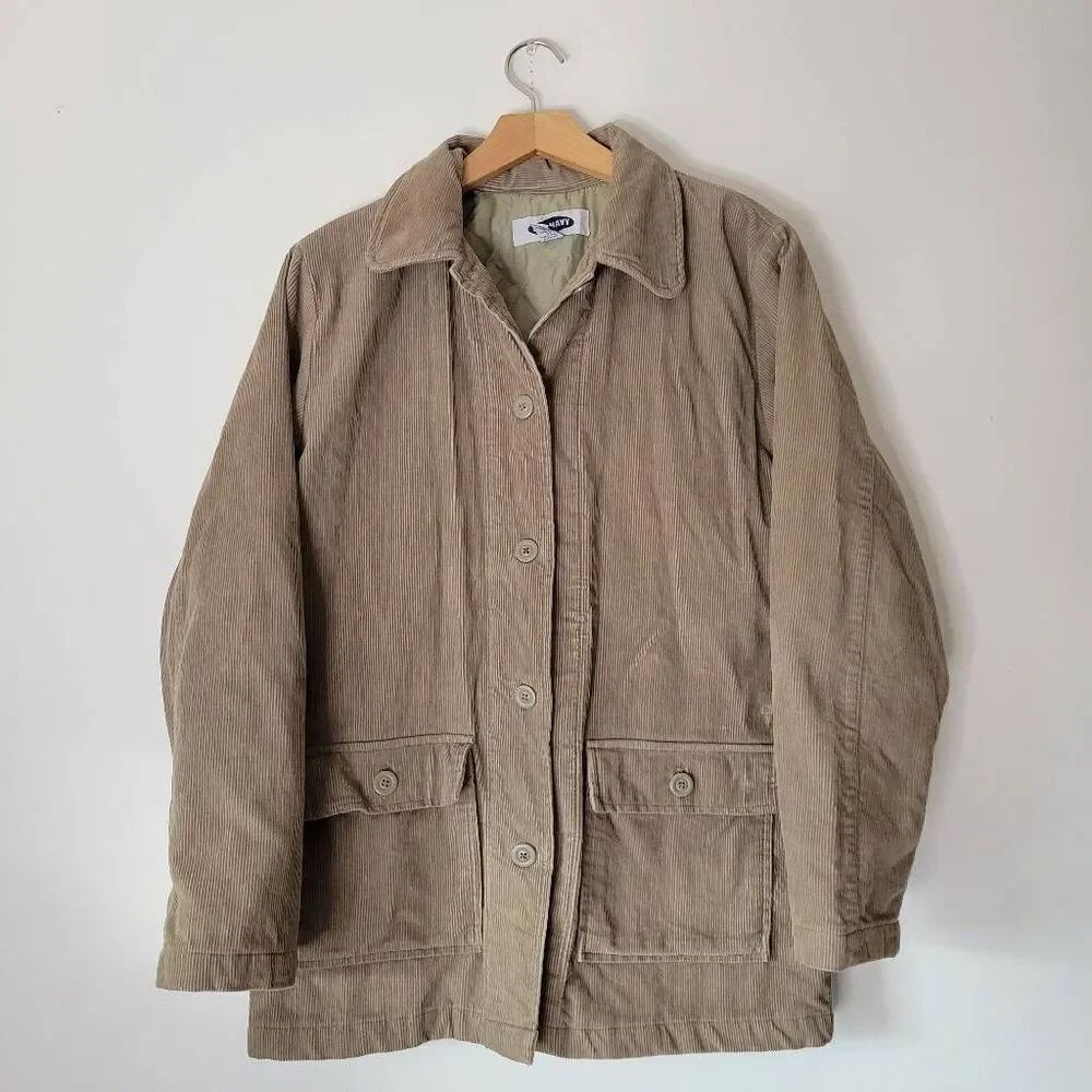 Old Navy Quilted Corduroy Barn Jacket Men’s/Women’s M Tan Workwear Chore Coat Y2